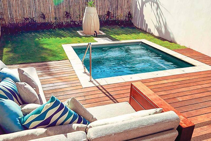 plunge pool with timber trim